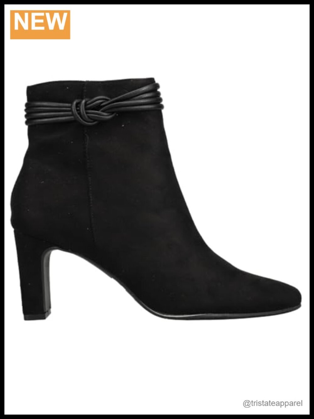 Sleek Suede Ankle Bootie with Rope Detail and Block Heel